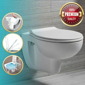 Spülrandloses Hänge WC, Wand-WC spülrandlos Toilette Tiefspüler mit softclose Deckel