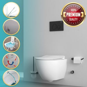 Hänge-Wand-WC, mit Armatur Kalt und warm, WC mit Taharet Bidet Toilette, Softclose, FE320-4