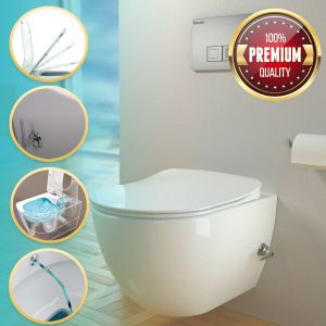 Hänge Wand WC, WC mit Armatur Kalt, WC mit Taharet-/Bidet-Toilette, Softclose Deckel, FE320-3