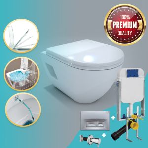 WC mit Spülkasten + Deckel und Armatur Set, Hänge-Wand-Dusch-WC Set, Taharet/Bidet, TP325-Set