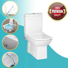 Stand-WC mit Spülkasten und integrierter Armatur, WC mit Taharet Bidet Toilette