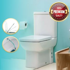 Stand-WC mit Spülkasten, WC mit Taharet Bidet Toilette, Stand-WC Set Inkl. Deckel