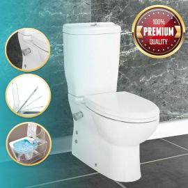Stand-WC mit Spülkasten, mit Armatur, WC mit Taharet Bidet Toilette, Set